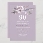 Elegant Purple Floral 90th Birthday Party Invite
