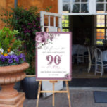 Elegant Purple Floral 90th Birthday Welcome Foam Board<br><div class="desc">Elegant Purple Floral 90th Birthday Welcome Foam Board. Matching items available.</div>