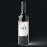 Elegant Purple Floral 90th Birthday Wine Label<br><div class="desc">Elegant Purple Floral 90th Birthday Wine Label.  Matching items are available.</div>