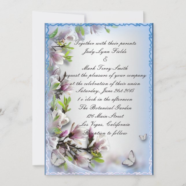Elegant Purple Floral And Butterfly Invitation (Front)