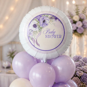 Elegant Purple Floral Baby Shower Balloon