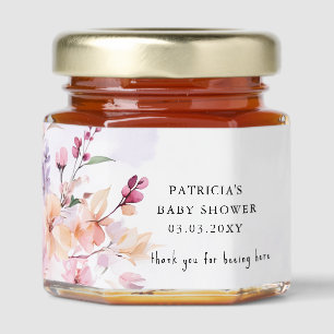 Elegant Purple Floral Baby Shower Honey Jar Favors