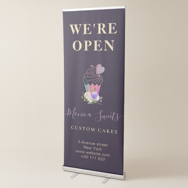 elegant purple floral bakery business retractable banner (3/4)