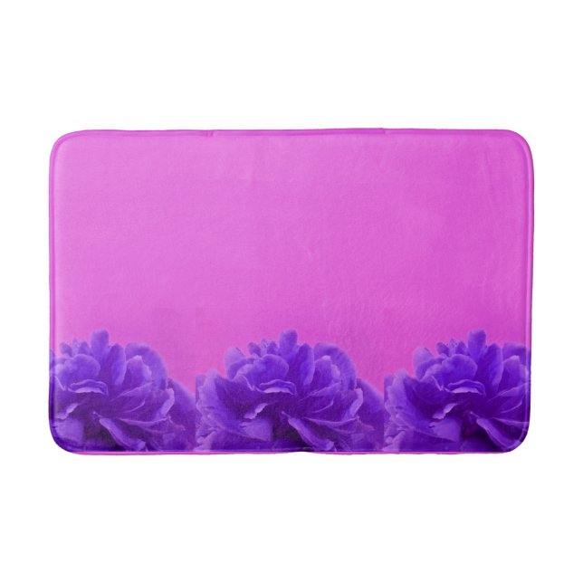 Elegant Purple Floral Bath Mat (Front)