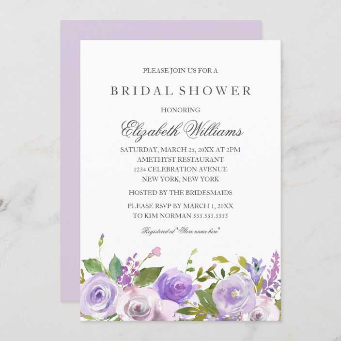 Elegant Purple Floral Blossom Bridal Shower Invitation | Zazzle.com