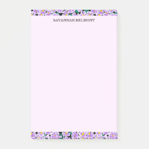 Elegant Purple Floral Border Personalized Post-it Notes