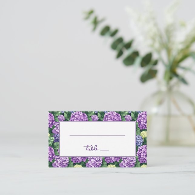 Elegant Purple Floral Border Place Card (Standing Front)