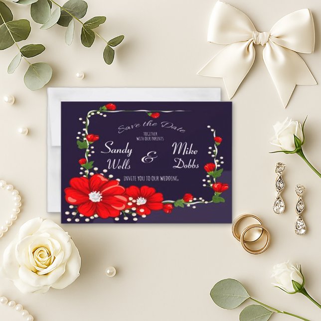 Elegant Purple Floral Border Wedding Save The Date (Creator Uploaded)