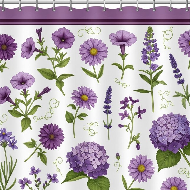 Elegant Purple Floral Botanical Shower Curtain (Creator Uploaded)