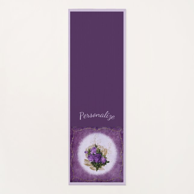 Elegant Purple Floral Bouquet Flower Yoga Namaste Mat (Front)