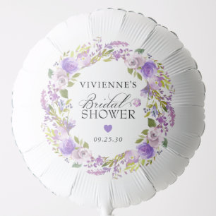 Elegant Purple Floral Bridal Shower Balloon