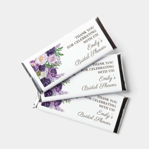 Elegant Purple Floral Bridal Shower Guest Favors Hershey Bar Favors