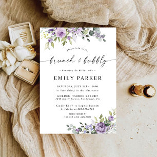Elegant Purple Floral Bridal Shower Invitation