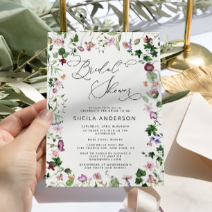 Elegant Purple Floral Bridal Shower Invitation