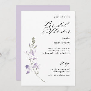 Elegant Purple Floral Bridal Shower Invitation