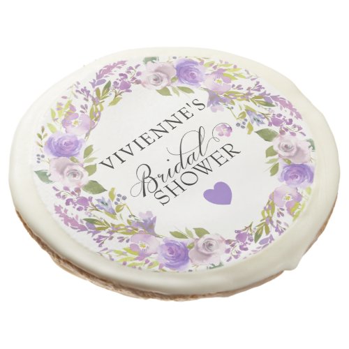 Elegant Purple Floral Bridal Shower  Sugar Cookie