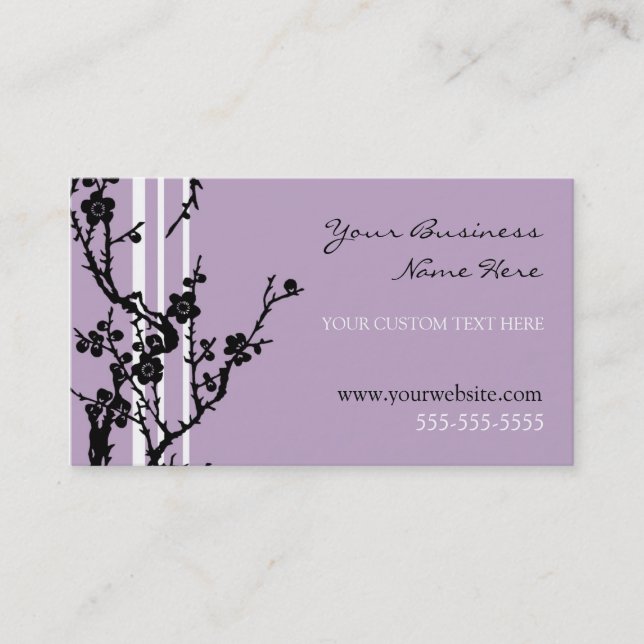 Elegant Purple Floral Business Cards (Front)