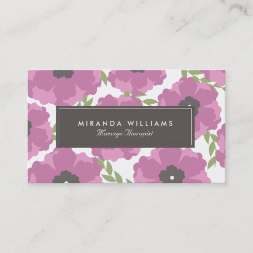 Customizable Elegant Purple Floral Business Cards