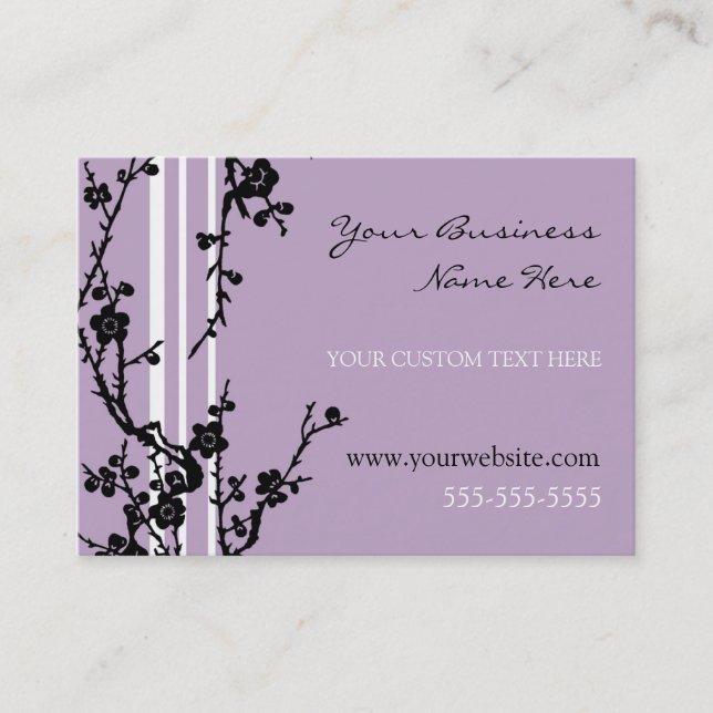 Elegant Purple Floral Business Cards (Front)