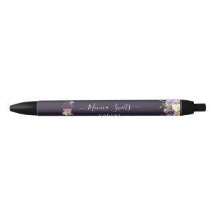Elegant purple floral business pen