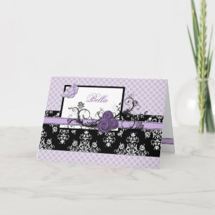 elegant purple floral  Business Thank You Cards