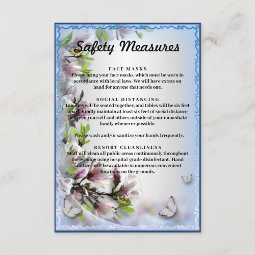 Elegant Purple Floral Butterfly Safety Measures Enclosure Card