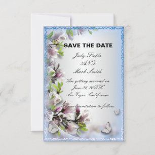 Elegant Purple Floral Butterfly Save The Date Card