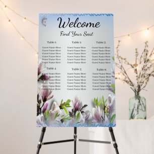 Elegant Purple Floral Butterfly Seating Chart Foam Board