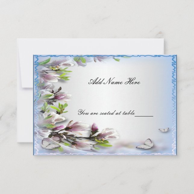 Elegant Purple Floral Butterfly Table Place Card (Front)