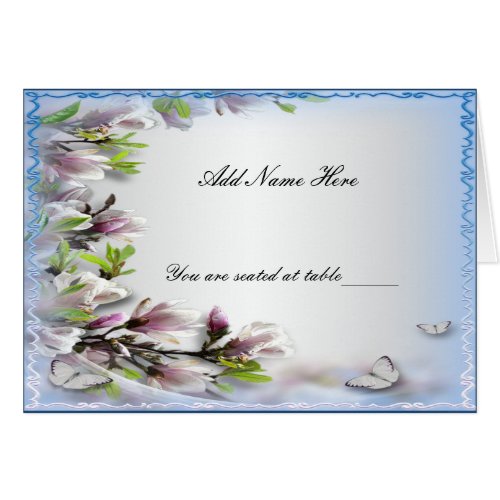 Elegant Purple Floral Butterfly Table Place Card