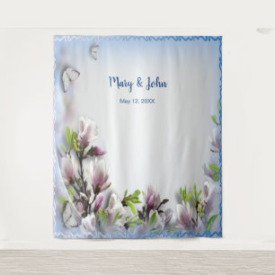 Elegant Purple Floral Butterfly Wedding Backdrop