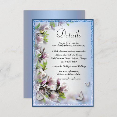 Elegant Purple Floral Butterfly Wedding Details Enclosure Card