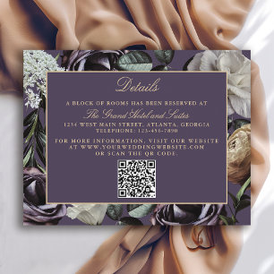 Elegant Purple Floral Dark Moody Wedding Details Enclosure Card