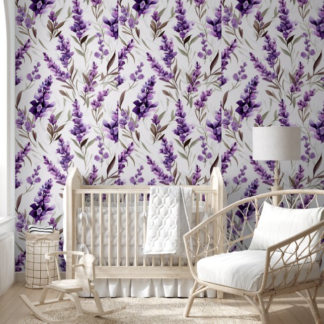 Elegant Purple Floral Decor Pattern Design Wallpaper (Kids)