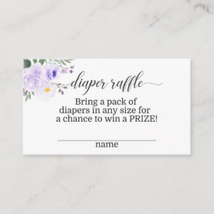 Elegant Purple Floral Diaper Raffle Card