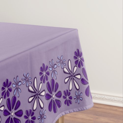 Elegant Purple Floral Doodle Border Tablecloth