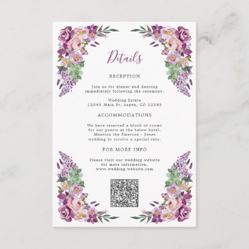 Elegant Purple Floral Enclosure Card