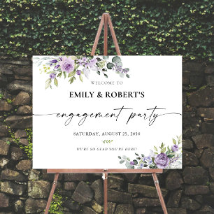 Elegant Purple Floral Engagement Party Foam Board