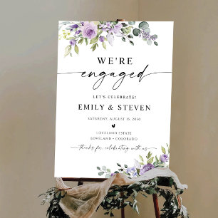 Elegant Purple Floral Engagement Party Foam Boards