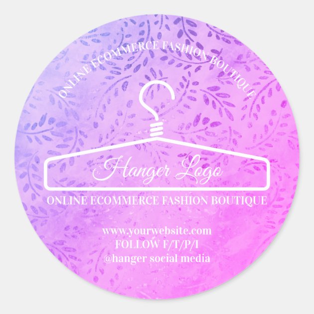 Elegant Purple Floral Fashion Stylist Classic Round Sticker