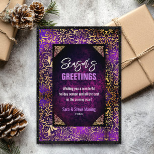 Elegant purple floral gold Christmas new year