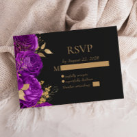 Elegant Purple Floral Gold Dark Wedding