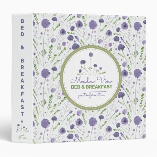 Elegant Purple Floral Guest Information 3 Ring Binder