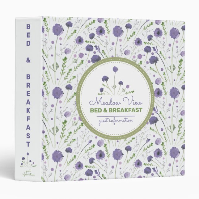 Elegant Purple Floral Guest Information 3 Ring Binder (Front/Spine)