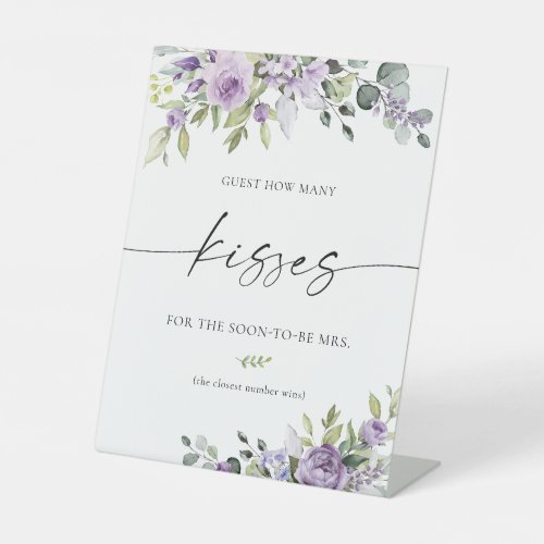 Elegant Purple Floral How Many Kisses Sign