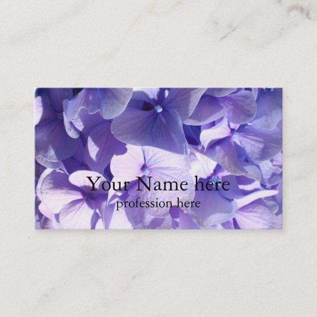 Elegant Purple floral Hydrangea  Business Card (Front)