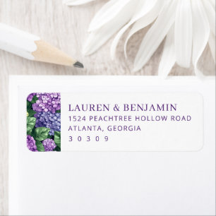 Elegant Purple Floral Hydrangea Label