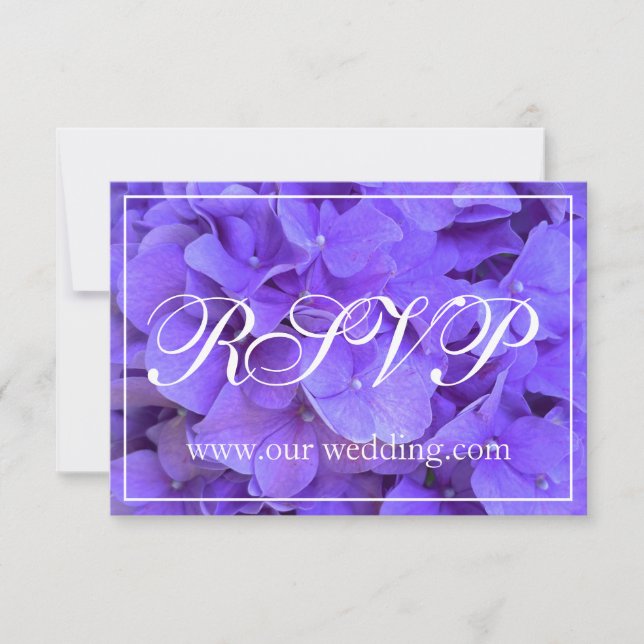 Elegant purple floral hydrangea RSVP Save The Date (Front)