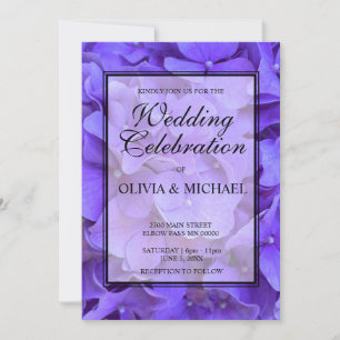 Elegant purple floral hydrangea Wedding Invitation