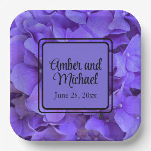Elegant purple floral Hydrangeas Lavender lilac Paper Plates